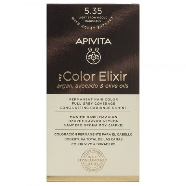 Apivita My Color Elixir Kit Βαφή Μαλλιών No 5.35 Καστανό Ανοιχτό Μελί Μαονί